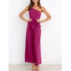 image:imageANRABESS Women Summer Dressy Jumpsuits One Shoulder Sleeveless Casual Wide Leg Pants Romper Jumper 2026 Trendy Fall OutfitsDeep Rose