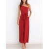 image:imageANRABESS Women Summer Dressy Jumpsuits One Shoulder Sleeveless Casual Wide Leg Pants Romper Jumper 2026 Trendy Fall OutfitsRed
