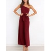 image:imageANRABESS Women Summer Dressy Jumpsuits One Shoulder Sleeveless Casual Wide Leg Pants Romper Jumper 2026 Trendy Fall OutfitsWine Red