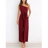image:imageANRABESS Women Summer Dressy Jumpsuits One Shoulder Sleeveless Casual Wide Leg Pants Romper Jumper 2026 Trendy Fall OutfitsWine Red