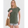image:imageANRABESS Womens Acid Washed TShirt Cap Sleeve Vintage Casual Crew Neck Tops Summer Basic Tee 2026 Fashion ClothingArmy Green