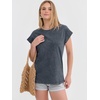 image:imageANRABESS Womens Acid Washed TShirt Cap Sleeve Vintage Casual Crew Neck Tops Summer Basic Tee 2026 Fashion ClothingGrey