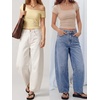 image:imageANRABESS Womens Barrel Jeans Mid Rise Wide Leg Denim Pants Casual Baggy Relaxed Fit Y2K Streetwear Boyfriend Ankle LengthWhite