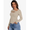 image:imageANRABESS Womens Cutout Tops Trendy Sexy Long Sleeve Shirts Ribbed Slim Fit Tee 2026 Fall Fashion Going Out Tshirts ClothesBeige Khaki