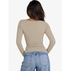 image:imageANRABESS Womens Cutout Tops Trendy Sexy Long Sleeve Shirts Ribbed Slim Fit Tee 2026 Fall Fashion Going Out Tshirts ClothesBeige Khaki
