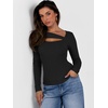 image:imageANRABESS Womens Cutout Tops Trendy Sexy Long Sleeve Shirts Ribbed Slim Fit Tee 2026 Fall Fashion Going Out Tshirts ClothesBlack