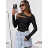 image:imageANRABESS Womens Cutout Tops Trendy Sexy Long Sleeve Shirts Ribbed Slim Fit Tee 2026 Fall Fashion Going Out Tshirts ClothesBlack