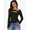 image:imageANRABESS Womens Cutout Tops Trendy Sexy Long Sleeve Shirts Ribbed Slim Fit Tee 2026 Fall Fashion Going Out Tshirts ClothesBlack