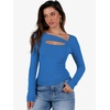 image:imageANRABESS Womens Cutout Tops Trendy Sexy Long Sleeve Shirts Ribbed Slim Fit Tee 2026 Fall Fashion Going Out Tshirts ClothesBlue