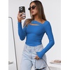 image:imageANRABESS Womens Cutout Tops Trendy Sexy Long Sleeve Shirts Ribbed Slim Fit Tee 2026 Fall Fashion Going Out Tshirts ClothesBlue