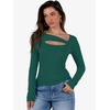 image:imageANRABESS Womens Cutout Tops Trendy Sexy Long Sleeve Shirts Ribbed Slim Fit Tee 2026 Fall Fashion Going Out Tshirts ClothesGreen