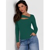 image:imageANRABESS Womens Cutout Tops Trendy Sexy Long Sleeve Shirts Ribbed Slim Fit Tee 2026 Fall Fashion Going Out Tshirts ClothesGreen
