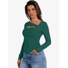image:imageANRABESS Womens Cutout Tops Trendy Sexy Long Sleeve Shirts Ribbed Slim Fit Tee 2026 Fall Fashion Going Out Tshirts ClothesGreen