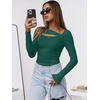 image:imageANRABESS Womens Cutout Tops Trendy Sexy Long Sleeve Shirts Ribbed Slim Fit Tee 2026 Fall Fashion Going Out Tshirts ClothesGreen