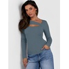 image:imageANRABESS Womens Cutout Tops Trendy Sexy Long Sleeve Shirts Ribbed Slim Fit Tee 2026 Fall Fashion Going Out Tshirts ClothesGrey Blue