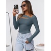 image:imageANRABESS Womens Cutout Tops Trendy Sexy Long Sleeve Shirts Ribbed Slim Fit Tee 2026 Fall Fashion Going Out Tshirts ClothesGrey Blue
