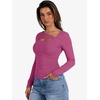 image:imageANRABESS Womens Cutout Tops Trendy Sexy Long Sleeve Shirts Ribbed Slim Fit Tee 2026 Fall Fashion Going Out Tshirts ClothesHot Pink