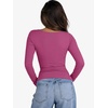 image:imageANRABESS Womens Cutout Tops Trendy Sexy Long Sleeve Shirts Ribbed Slim Fit Tee 2026 Fall Fashion Going Out Tshirts ClothesHot Pink