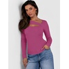 image:imageANRABESS Womens Cutout Tops Trendy Sexy Long Sleeve Shirts Ribbed Slim Fit Tee 2026 Fall Fashion Going Out Tshirts ClothesHot Pink