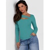 image:imageANRABESS Womens Cutout Tops Trendy Sexy Long Sleeve Shirts Ribbed Slim Fit Tee 2026 Fall Fashion Going Out Tshirts ClothesLake Blue