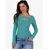 image:imageANRABESS Womens Cutout Tops Trendy Sexy Long Sleeve Shirts Ribbed Slim Fit Tee 2026 Fall Fashion Going Out Tshirts ClothesLake Blue