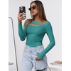 image:imageANRABESS Womens Cutout Tops Trendy Sexy Long Sleeve Shirts Ribbed Slim Fit Tee 2026 Fall Fashion Going Out Tshirts ClothesLake Blue