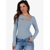 image:imageANRABESS Womens Cutout Tops Trendy Sexy Long Sleeve Shirts Ribbed Slim Fit Tee 2026 Fall Fashion Going Out Tshirts ClothesLight Blue