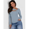 image:imageANRABESS Womens Cutout Tops Trendy Sexy Long Sleeve Shirts Ribbed Slim Fit Tee 2026 Fall Fashion Going Out Tshirts ClothesLight Blue