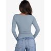 image:imageANRABESS Womens Cutout Tops Trendy Sexy Long Sleeve Shirts Ribbed Slim Fit Tee 2026 Fall Fashion Going Out Tshirts ClothesLight Blue