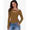 image:imageANRABESS Womens Cutout Tops Trendy Sexy Long Sleeve Shirts Ribbed Slim Fit Tee 2026 Fall Fashion Going Out Tshirts ClothesLight Brown