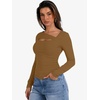 image:imageANRABESS Womens Cutout Tops Trendy Sexy Long Sleeve Shirts Ribbed Slim Fit Tee 2026 Fall Fashion Going Out Tshirts ClothesLight Brown