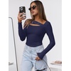 image:imageANRABESS Womens Cutout Tops Trendy Sexy Long Sleeve Shirts Ribbed Slim Fit Tee 2026 Fall Fashion Going Out Tshirts ClothesNavy Blue