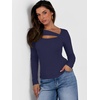 image:imageANRABESS Womens Cutout Tops Trendy Sexy Long Sleeve Shirts Ribbed Slim Fit Tee 2026 Fall Fashion Going Out Tshirts ClothesNavy Blue