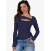 image:imageANRABESS Womens Cutout Tops Trendy Sexy Long Sleeve Shirts Ribbed Slim Fit Tee 2026 Fall Fashion Going Out Tshirts ClothesNavy Blue