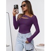 image:imageANRABESS Womens Cutout Tops Trendy Sexy Long Sleeve Shirts Ribbed Slim Fit Tee 2026 Fall Fashion Going Out Tshirts ClothesPurple