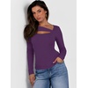image:imageANRABESS Womens Cutout Tops Trendy Sexy Long Sleeve Shirts Ribbed Slim Fit Tee 2026 Fall Fashion Going Out Tshirts ClothesPurple