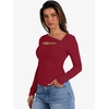 image:imageANRABESS Womens Cutout Tops Trendy Sexy Long Sleeve Shirts Ribbed Slim Fit Tee 2026 Fall Fashion Going Out Tshirts ClothesRed
