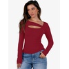 image:imageANRABESS Womens Cutout Tops Trendy Sexy Long Sleeve Shirts Ribbed Slim Fit Tee 2026 Fall Fashion Going Out Tshirts ClothesRed