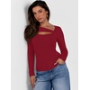 image:imageANRABESS Womens Cutout Tops Trendy Sexy Long Sleeve Shirts Ribbed Slim Fit Tee 2026 Fall Fashion Going Out Tshirts ClothesRed