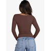 image:imageANRABESS Womens Cutout Tops Trendy Sexy Long Sleeve Shirts Ribbed Slim Fit Tee 2026 Fall Fashion Going Out Tshirts ClothesRed Brown