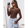 image:imageANRABESS Womens Cutout Tops Trendy Sexy Long Sleeve Shirts Ribbed Slim Fit Tee 2026 Fall Fashion Going Out Tshirts ClothesRed Brown