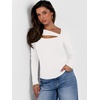 image:imageANRABESS Womens Cutout Tops Trendy Sexy Long Sleeve Shirts Ribbed Slim Fit Tee 2026 Fall Fashion Going Out Tshirts ClothesWhite