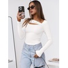 image:imageANRABESS Womens Cutout Tops Trendy Sexy Long Sleeve Shirts Ribbed Slim Fit Tee 2026 Fall Fashion Going Out Tshirts ClothesWhite