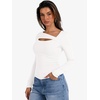 image:imageANRABESS Womens Cutout Tops Trendy Sexy Long Sleeve Shirts Ribbed Slim Fit Tee 2026 Fall Fashion Going Out Tshirts ClothesWhite