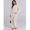 image:imageANRABESS Womens Fuzzy Fleece Pajama Sets 2 Piece Outfits Long Sleeve Top Wide Leg Pants Lounge Matching Set 2026 Fall WinterBeige