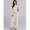 image:imageANRABESS Womens Fuzzy Fleece Pajama Sets 2 Piece Outfits Long Sleeve Top Wide Leg Pants Lounge Matching Set 2026 Fall WinterBeige
