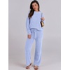 image:imageANRABESS Womens Fuzzy Fleece Pajama Sets 2 Piece Outfits Long Sleeve Top Wide Leg Pants Lounge Matching Set 2026 Fall WinterBlue
