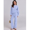 image:imageANRABESS Womens Fuzzy Fleece Pajama Sets 2 Piece Outfits Long Sleeve Top Wide Leg Pants Lounge Matching Set 2026 Fall WinterBlue
