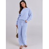 image:imageANRABESS Womens Fuzzy Fleece Pajama Sets 2 Piece Outfits Long Sleeve Top Wide Leg Pants Lounge Matching Set 2026 Fall WinterBlue