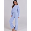 image:imageANRABESS Womens Fuzzy Fleece Pajama Sets 2 Piece Outfits Long Sleeve Top Wide Leg Pants Lounge Matching Set 2026 Fall WinterBlue